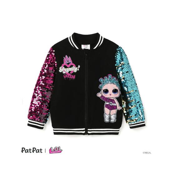 L.O.L. Surprise! Girls Sequins Graphic Lightweight Zip-Up Varsity Sweatshirt 4T - Picture 1 of 3